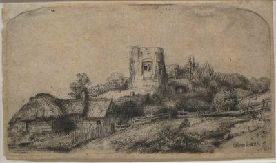 Landskap med ett fyrkantigt torn av Rembrandt