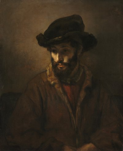 En skäggig man som bär hatt, ca. 1655-1660 (olja på duk) av Rembrandt Harmensz. van Rijn