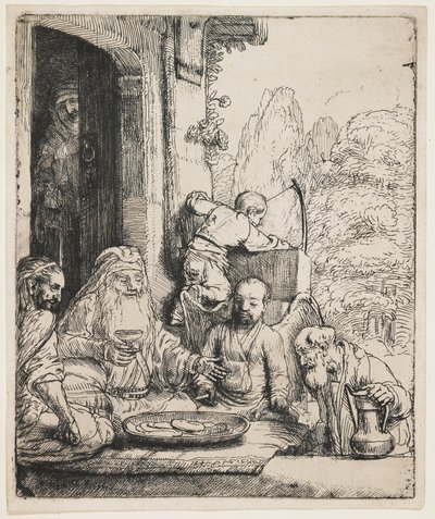 Abraham underhåller änglarna av Rembrandt van Rijn