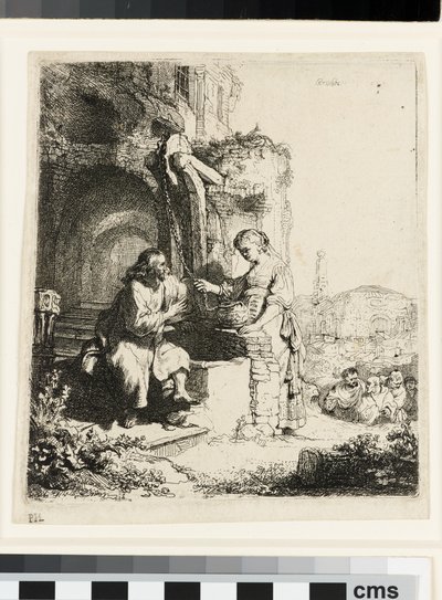Kristus och Samariens kvinna bland ruiner av Rembrandt van Rijn