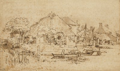 Stuga vid sidan av en kanal, c.1650?-53 av Rembrandt van Rijn