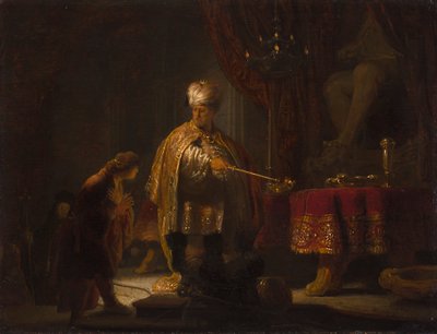 Daniel och Cyrus före Idol Bel av Rembrandt van Rijn