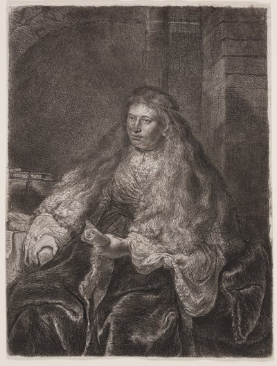 Flicka med långt hår som faller på axlarna, eller "Den stora judiska bruden" av Rembrandt van Rijn