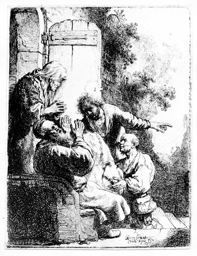 Josefs kappa som fördes till Jakob, ca 1633 (etsning) av Rembrandt Harmensz. van Rijn