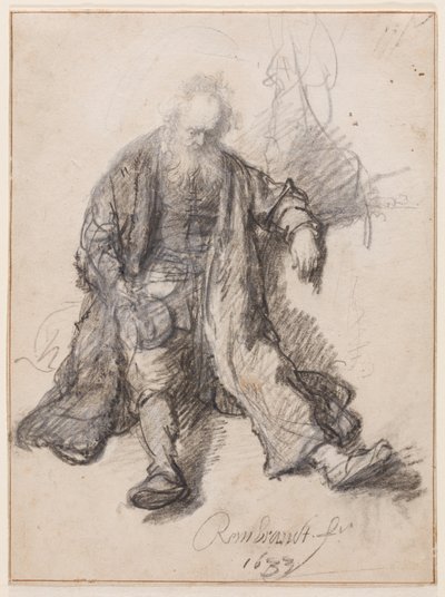 Old Man Seated (The Drunken Lot?), c.1630-33 (penna, krita och bläck på papper) av Rembrandt Harmensz. van Rijn