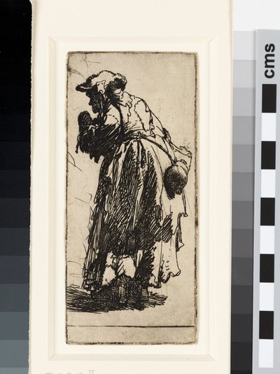 Gammal tiggarkvinna med kalebass, ca 1629 (etsning) av Rembrandt van Rijn