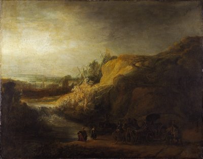""Landskap med eunucks dop"" Målning av Rembrandt van Rhijn (1606-1669) 1640 Niedersachsisches Landesmuseum, Hannover av Rembrandt Harmensz. van Rijn