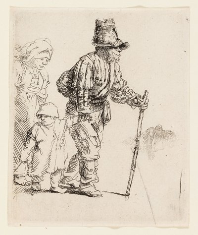 Bondefamiljen på luffaren, ca 1652 (etsning på krämlagt papper) av Rembrandt Harmensz. van Rijn