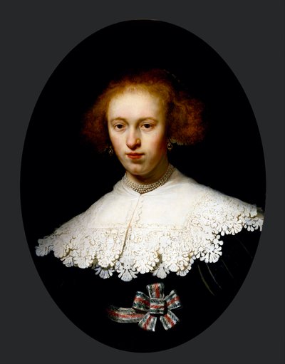"Porträtt av en ung kvinna" (Porträtt av en ung kvinna) Målning av Rembrandt van Rhijn (1606-1669) - 1633 - Olja på trä Dim 65,3x48,7 cm Museum of Fine Arts, Houston av Rembrandt van Rijn