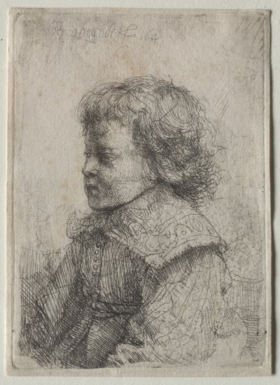 Porträtt av en pojke i profil av Rembrandt Harmensz. van Rijn