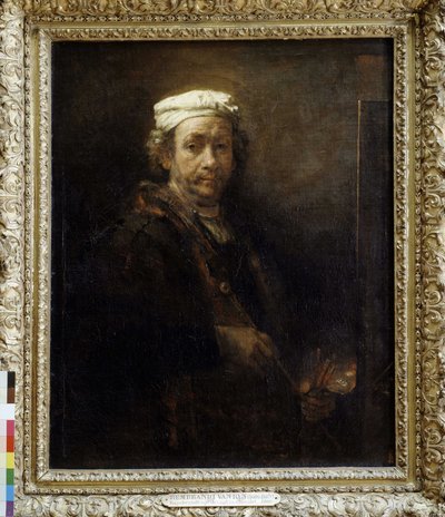 Rembrandt åldrades framför ett staffli (1660). av Rembrandt van Rijn