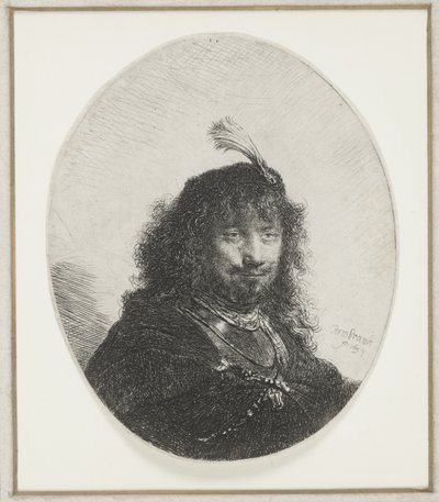 Rembrandt med plymad mössa, 1634 av Rembrandt van Rijn