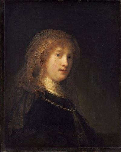 Saskia van Uylenburgh, ca 1634-1640 (olja på panel) av Rembrandt van Rijn