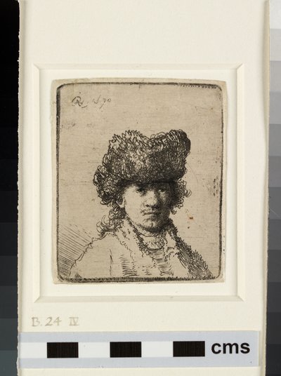 Självporträtt i pälsmössa av Rembrandt van Rijn
