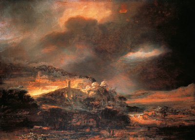 Stormigt landskap, ca 1637/38 (olja på panel) av Rembrandt Harmensz. van Rijn