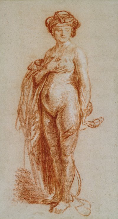 Studie av en naken kvinna som Cleopatra av Rembrandt van Rijn