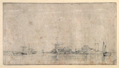The Amstel at the Omval, c.1650-53 (penna & bläck med tvätt på papper) av Rembrandt Harmensz. van Rijn