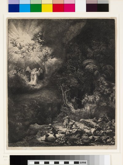 Ängeln som visar sig för herdarna av Rembrandt van Rijn