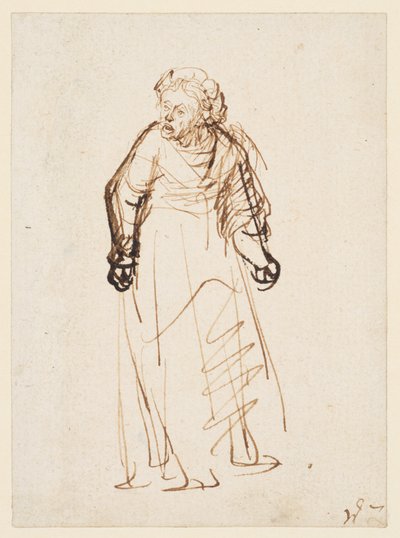 Kvinna skäller ut (penna och bläck på papper) av Rembrandt Harmensz. van Rijn