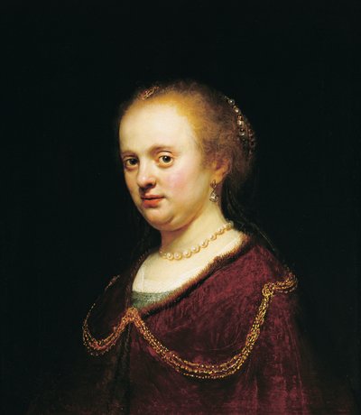 Ung kvinna med en guldkedja av Rembrandt Harmensz. van Rijn