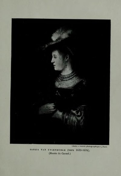 Saskia i en röd hatt av Rembrandt van Rijn