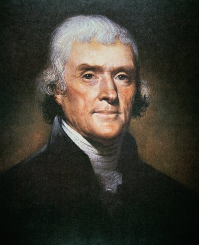Thomas Jefferson (1743-1826) (lito i färg) av Rembrandt Peale