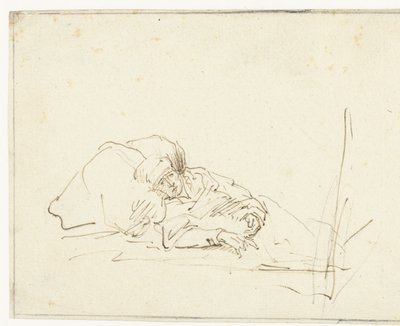 Saskia sjuk i sängen av Rembrandt van Rijn (copy after)