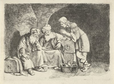 Josef förklarar bagarens och munskänkens drömmar av Rembrandt van Rijn (follower of)