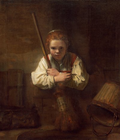 En flicka med en kvast, 1651 av Rembrandt van Rijn