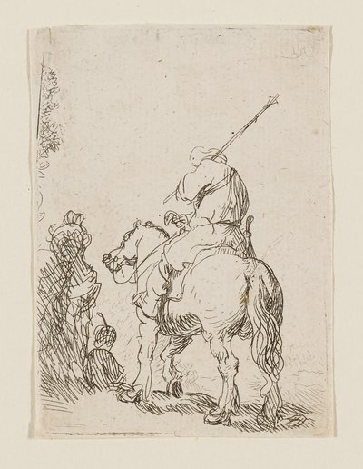 En turbanklädd soldat till häst av Rembrandt van Rijn