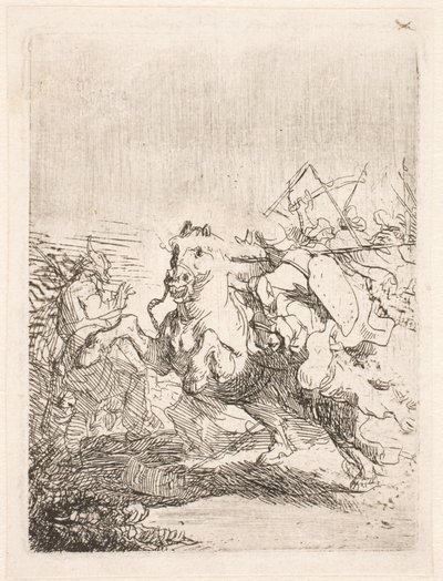 En kavalleristrid av Rembrandt van Rijn