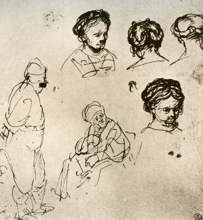 En sida med skisser, 1913. av Rembrandt van Rijn
