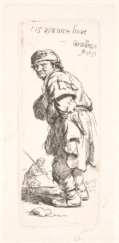 En bonde: en av två, som ropar av Rembrandt van Rijn