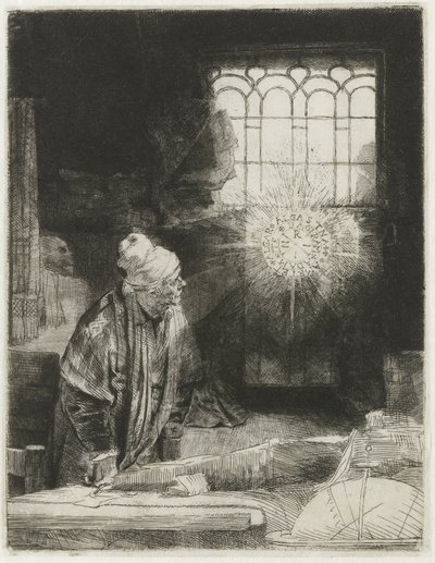 En forskare i sitt arbetsrum av Rembrandt van Rijn