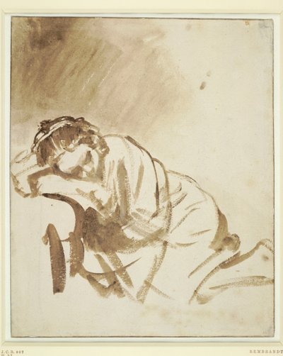 En ung kvinna sovande Hendrickje Stoffels, ca 1654 av Rembrandt van Rijn