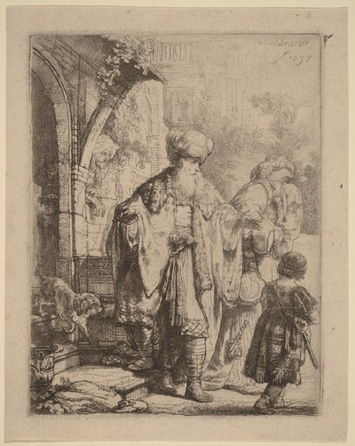 Abraham förvisar Hagar och Ismael av Rembrandt van Rijn