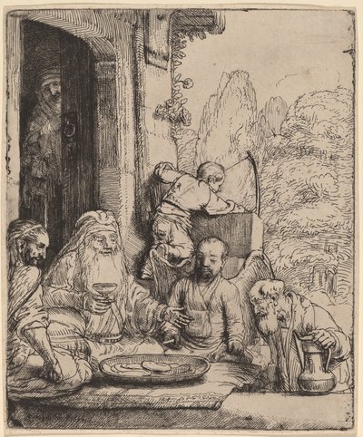 Abraham underhåller änglarna av Rembrandt van Rijn