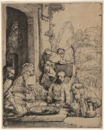 Abraham underhåller änglarna av Rembrandt van Rijn