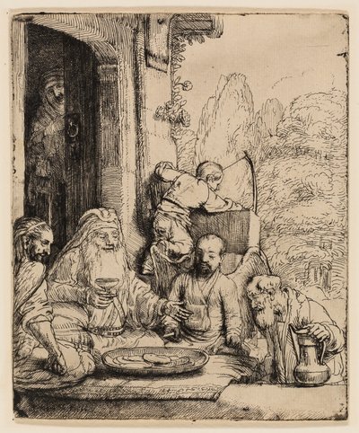 Abraham underhåller änglarna av Rembrandt van Rijn