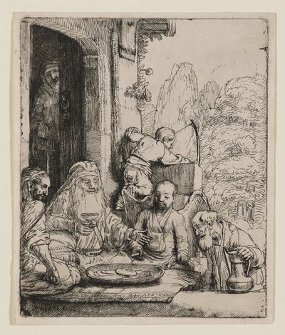 Abraham tar emot änglarna av Rembrandt van Rijn