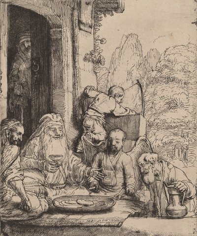 Abraham underhåller änglarna, 1656. av Rembrandt van Rijn