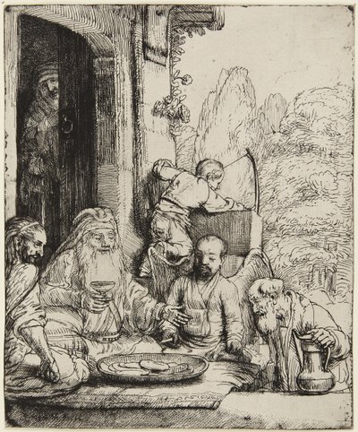 Abraham tar emot änglarna av Rembrandt van Rijn