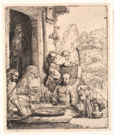 Abraham underhöll änglarna av Rembrandt van Rijn