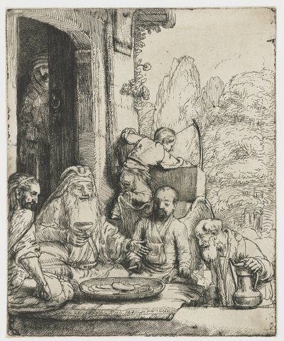 Abraham underhöll änglarna av Rembrandt van Rijn