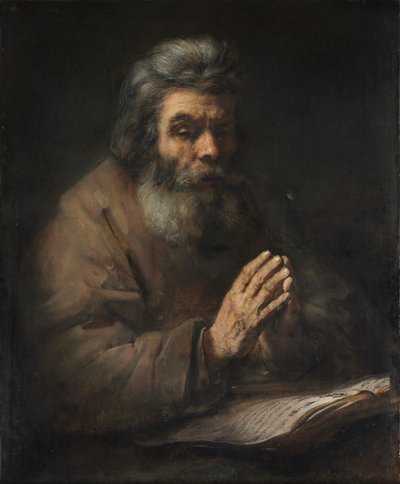 En äldre man i bön, 1660-talet eller senare. av Rembrandt van Rijn