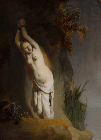 Andromeda Chained to the Rocks, c.1630. av Rembrandt van Rijn