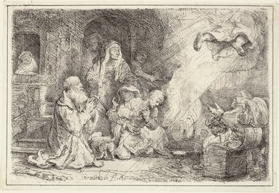 Ängel som avgår från Tobias familj, 1641 av Rembrandt van Rijn