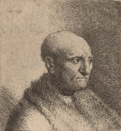 Skallig man i en pälsmantel, ca. 1630. av Rembrandt van Rijn