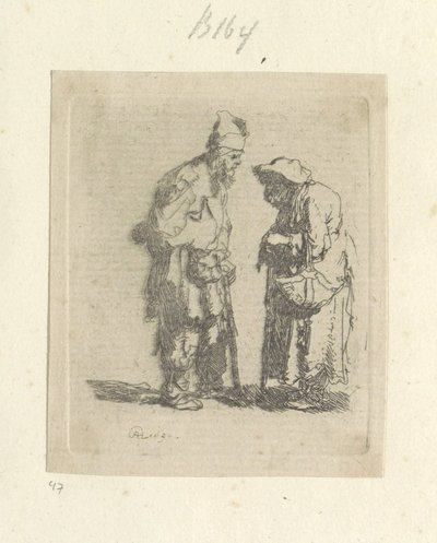 Bedelaar en bedelares in gesprek Samling av åttiofem originaltryck (serietitel) av Rembrandt van Rijn