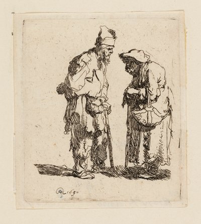 Tiggarman och tiggarkvinna samtalar av Rembrandt van Rijn